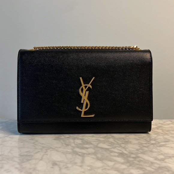 Saint Laurent Kate Medium Chain Crossbody Black Gold - Picture 2 of 13